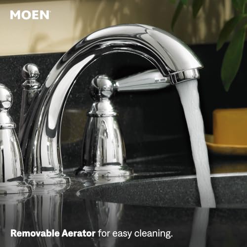 Moen TV6620 Brantford Widespread Bath Faucet, Chrome | Bathroom sink faucet, valve included, widespread installation, high arc spout, chrome finish - image 4