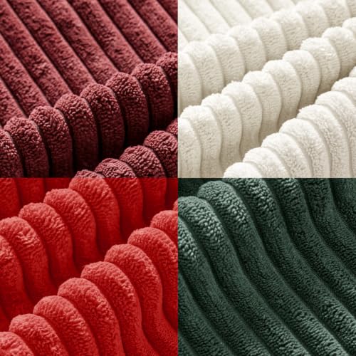 Image of MIULEE Corduroy Decorative Throw Pillow Covers Christmas Red White 18x18 | Set of 4, Mordern Christmas Decor, Classic Red White Green Set, Boho Farmhouse Cushion Covers for Couch Bed Sofa Living Room
