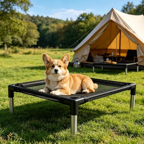 Cama elevada para perros exterior lavable tipo hamaca transpirable 4