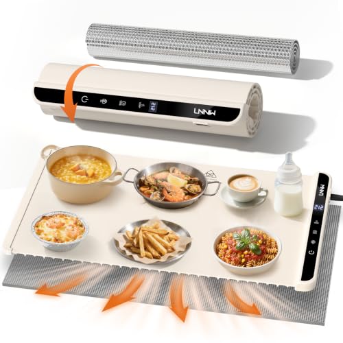 LNNIW Warming Mat for Food, 26x15 Inch, Off White, Fast Heat, Child Lock