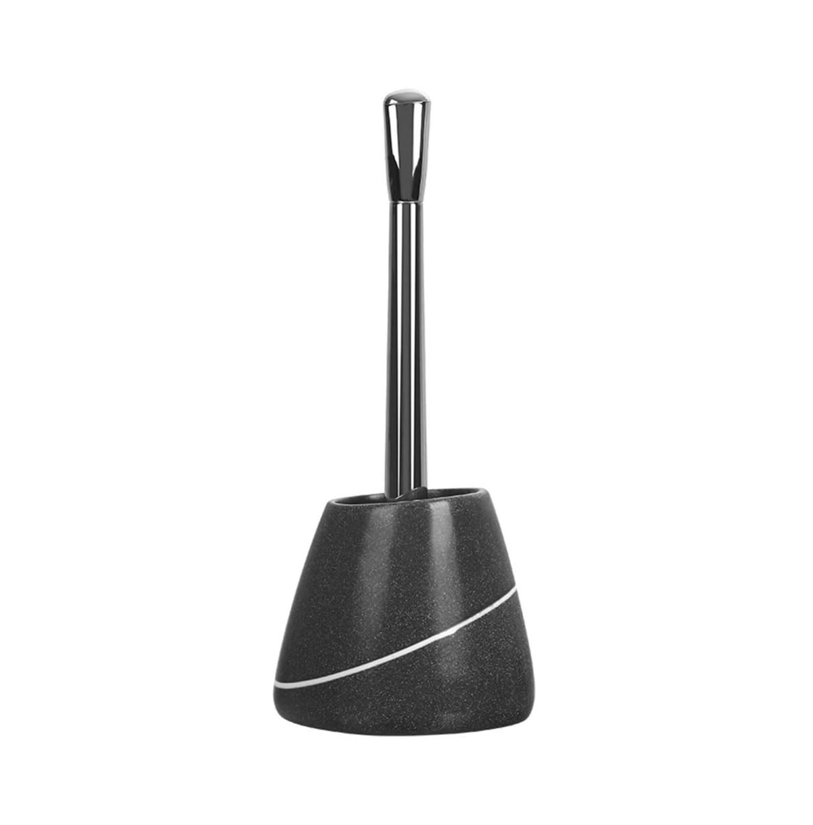 Set scopino e Supporto per WC - Scopino per WC in Resina con Manico Lungo per Una Pulizia Profonda, Senza Angoli Morti, Eleganti Colori Sabbia e Nero, Strumento Essenziale per Il Bagno