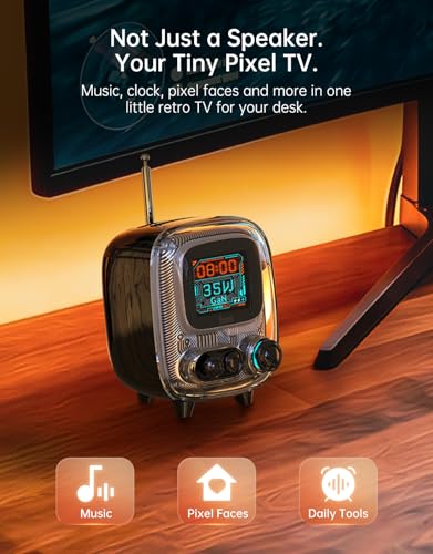 Divoom Tiivoo-2 Retro Bluetooth Speaker, FM Radio, Pixel Art Display, Black - image 2
