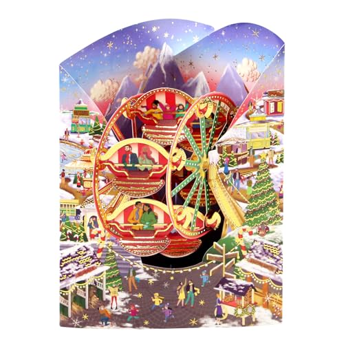 SANTORO Tarjeta de felicitación 3D emergente de Navidad, mercado de Navidad, para niños, familia, festiva