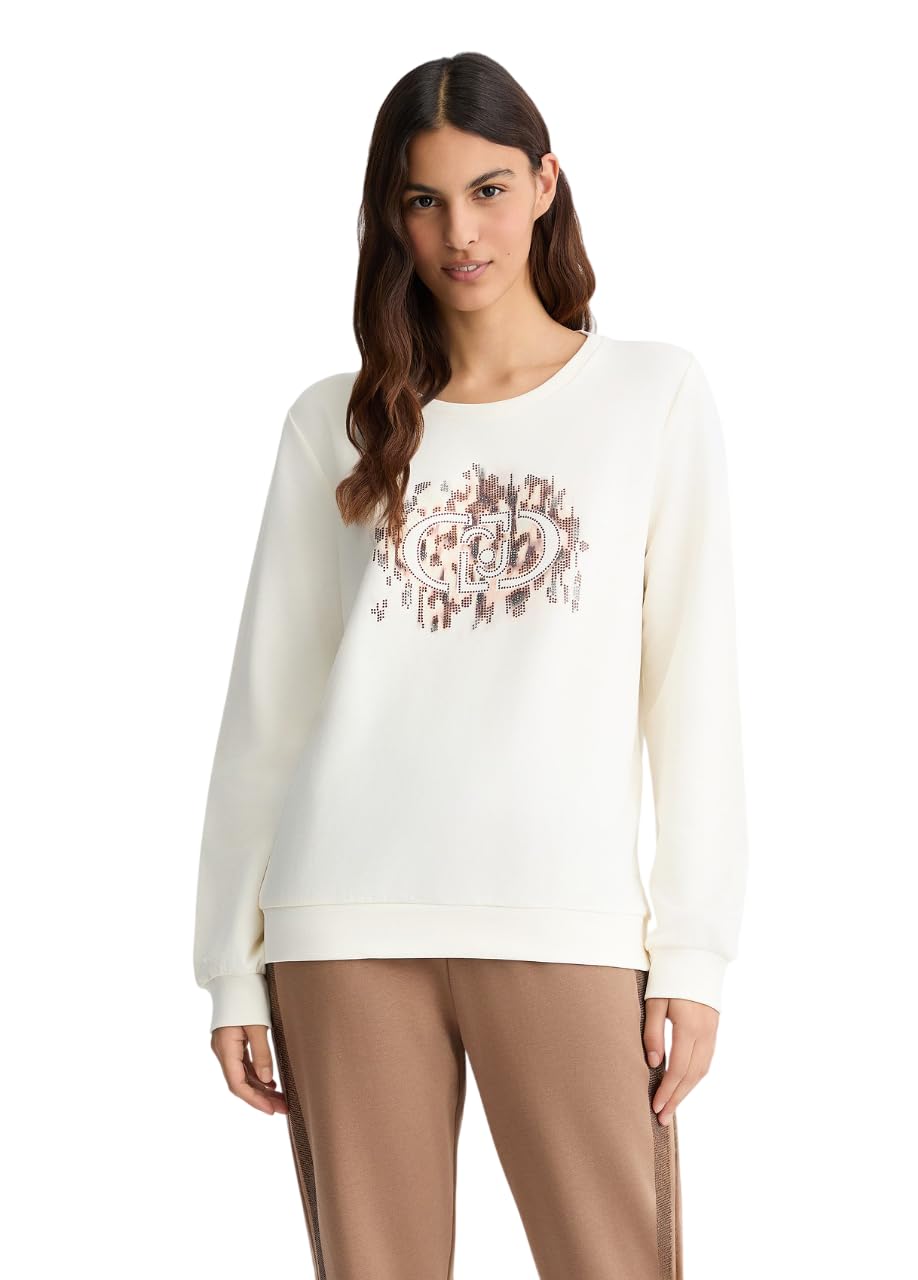 Liu Jo Felpa Leggera Girocollo da Donna con Logo Animalier e Strass, TA5168