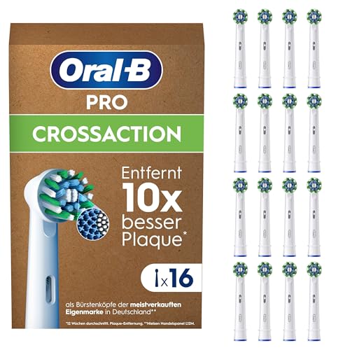 Oral-B Pro CrossAction Recambios Originales para Cepillo de Dientes Eléctrico, Pack de 16 Cabezales De Recambio con Indicador De Uso, Blanco (Tamaño Buzón)