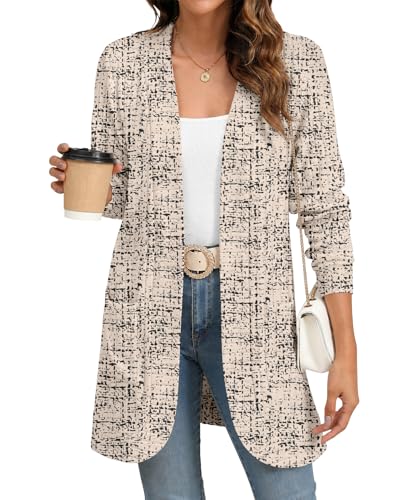 Image of YSYOKOW Cardigan Sweaters for Women Long Sleeve Open Front with Pockets | Long Cardigans for Women Lightweight Soft Casual Dressy Loose Fit Cardigan Sweater with Pockets for Work and Office