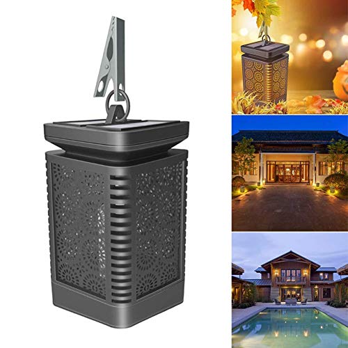 Preisvergleich Produktbild BOVER BEAUTY 1PC Solarlaterne Solarbetriebene Flamme Lichter mit 96 LED-Leuchten Wasserdichten Flammenleuchten Außen hängend Flamme Laterne LED-Nachtlicht für Garten Rasen Landschaftszaun Straße