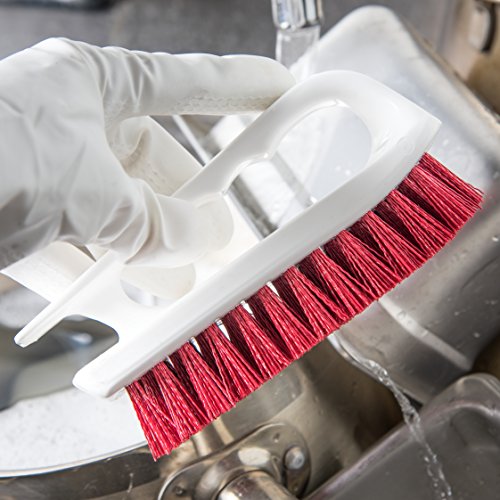 Image of SPARTA 4002405 Ergonomic Iron-Shaped Handle Scrub Brush, 6 inch, Red