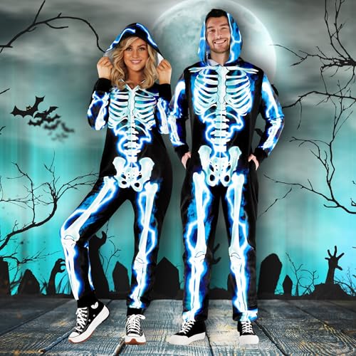 Morph Electric Skeleton Costume Men Adult Halloween Jumpsuit