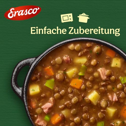 ERASCO Westfälischer Linsen-Eintopf (1 x 800g), In rund 5 Minuten fertig – Mit entereifem Gemüse – Ohne Schnickschnack – Einfach lecker