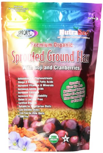 Sprout Revolution Nutrared Sprouted Flax Seed Powder with Goji And Cranberries, 16 Ounce Pouch