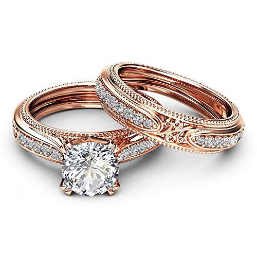 14k Rose Gold Vintage Inlaid Zircon Engagement Princess Ring Women (7)3