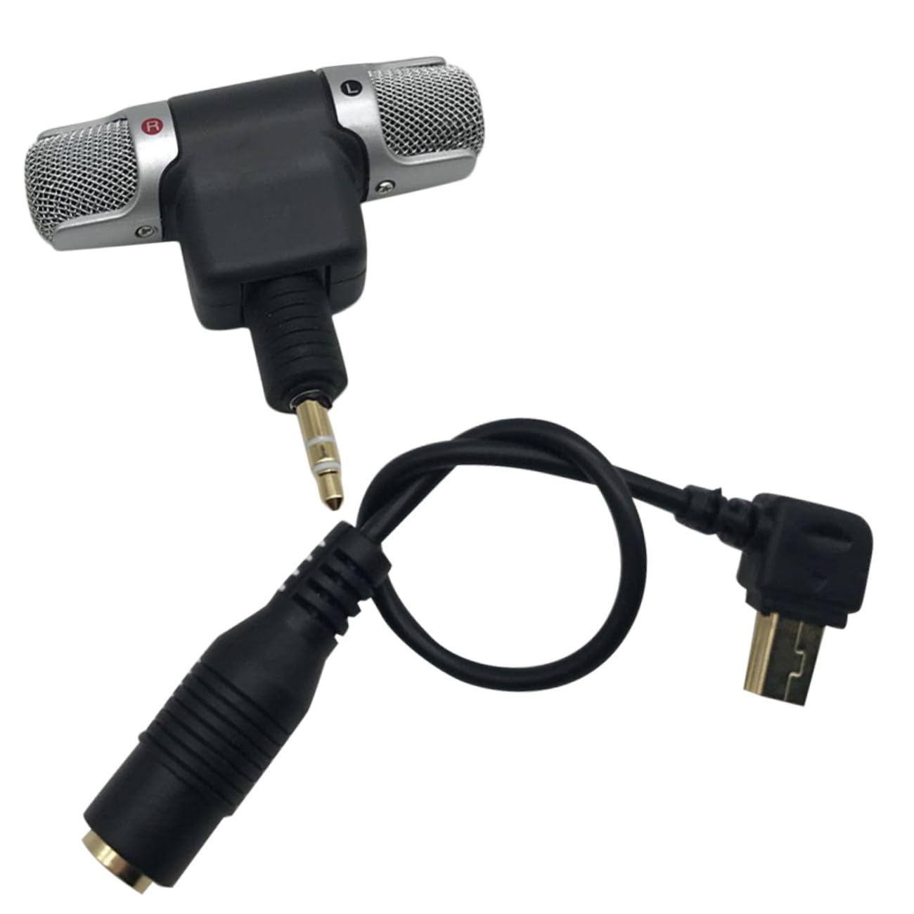 3 Piezas Micrófono Estéreo para Cámara de Acción con Adaptador USB y Cinta Adhesiva Doble Cara Cable Adaptador para Grabación de Sonido Mejorada