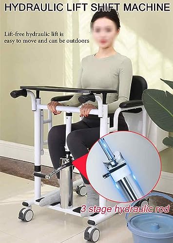 Hydrauliczny podnośnik dla pacjenta, elektryczny fotel transferowy dla osób starszych i niepełnosprawnych, podzielone siedzenie 180°, nośność do 150 kg, do toalety i jadalni