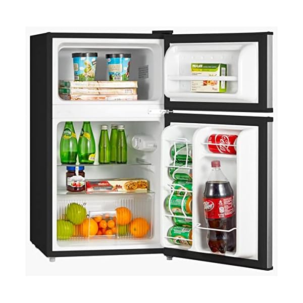 2 Door Stainless Steel Finish Mini Fridge Bar Dorm Compact Refrigerator