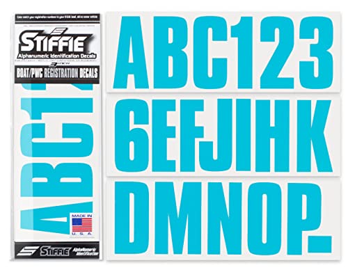 Image of STIFFIE Uniline Sky Blue 3 inch Boat & PWC Registration Decals • Numbers Letters Stickers