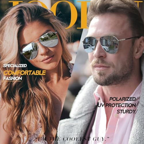 Joopin Black Butterfly & Silver Aviation Sunglasses Bundle, Fashion Oversized Sun Glasses Polarized UV Protection Vintage Big Shades Shady Rays3