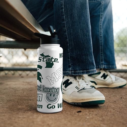 Image of Logo Brands NCAA Native 34 oz Quencher Water Bottle - | Local Icons Design | Double-Wall Insulated| Leak-Proof Lid & Built-In Straw