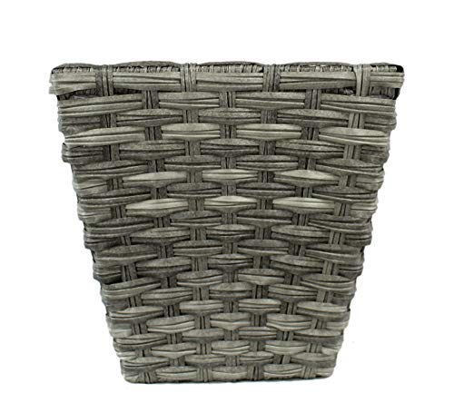 DARO DEKO Rattan Blumentopf eckig L - 40 x 38cm - 1 Stück grau