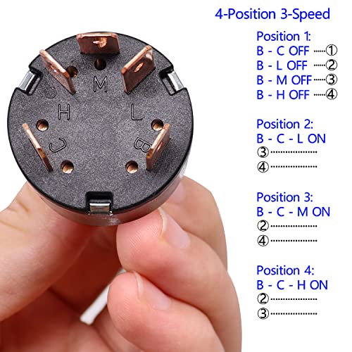 Taiss F-040 Rotary Switch 4 Position 3 Speed Fan Switch 12A 250V/16A 125V Metal Fan Heater Speed Selector Switch thumb #2