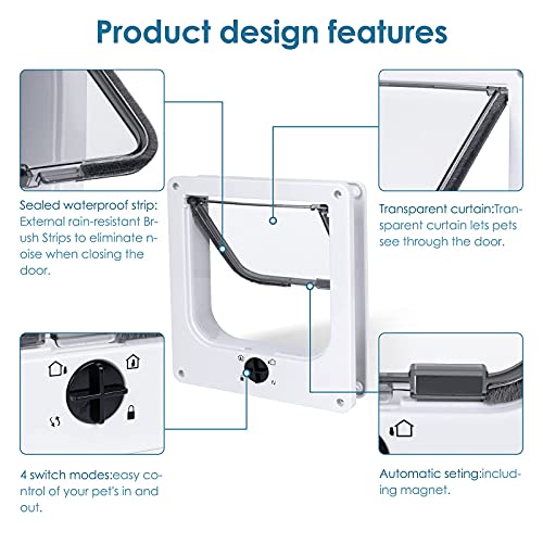 【Upgraded Version】 EGETOTA Cat Doors Flap, Magnetic Pet Door with 4 Way Locking for Interior Exterior Doors… - Image 6