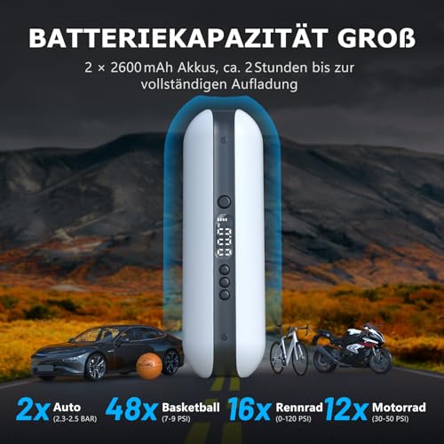 CYCPLUS Elektrische Reifenpumpe, 150PSI, Auto-Stopp – Ansicht 3