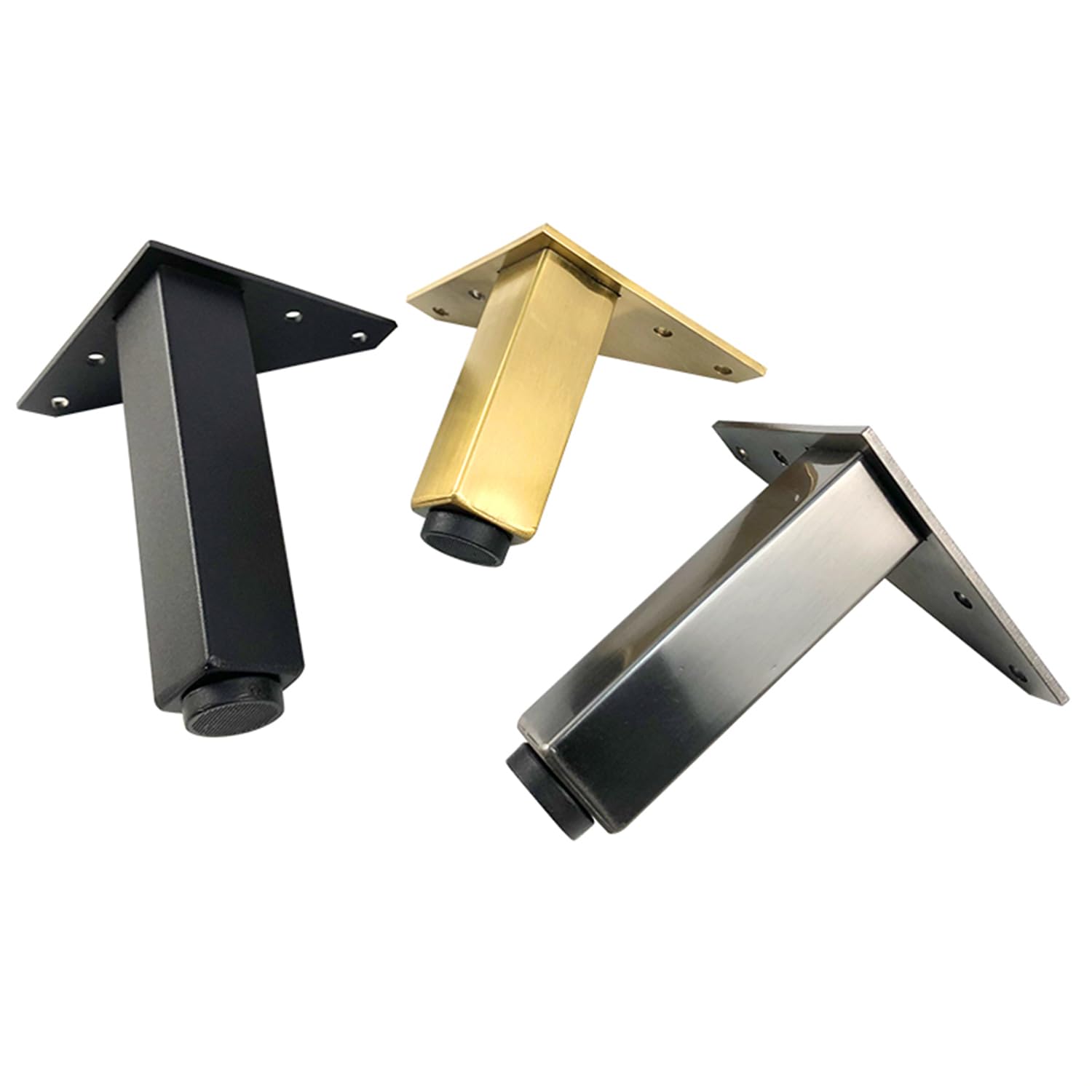 4 Piezas Patas para Muebles Altura Regulables,Pies Ajustables,Piernas para Mesas de Acero Inoxidable,para Muebles Escritorios Sofá Estantes Gabinete,con Tornillos (40cm,Negro-A)