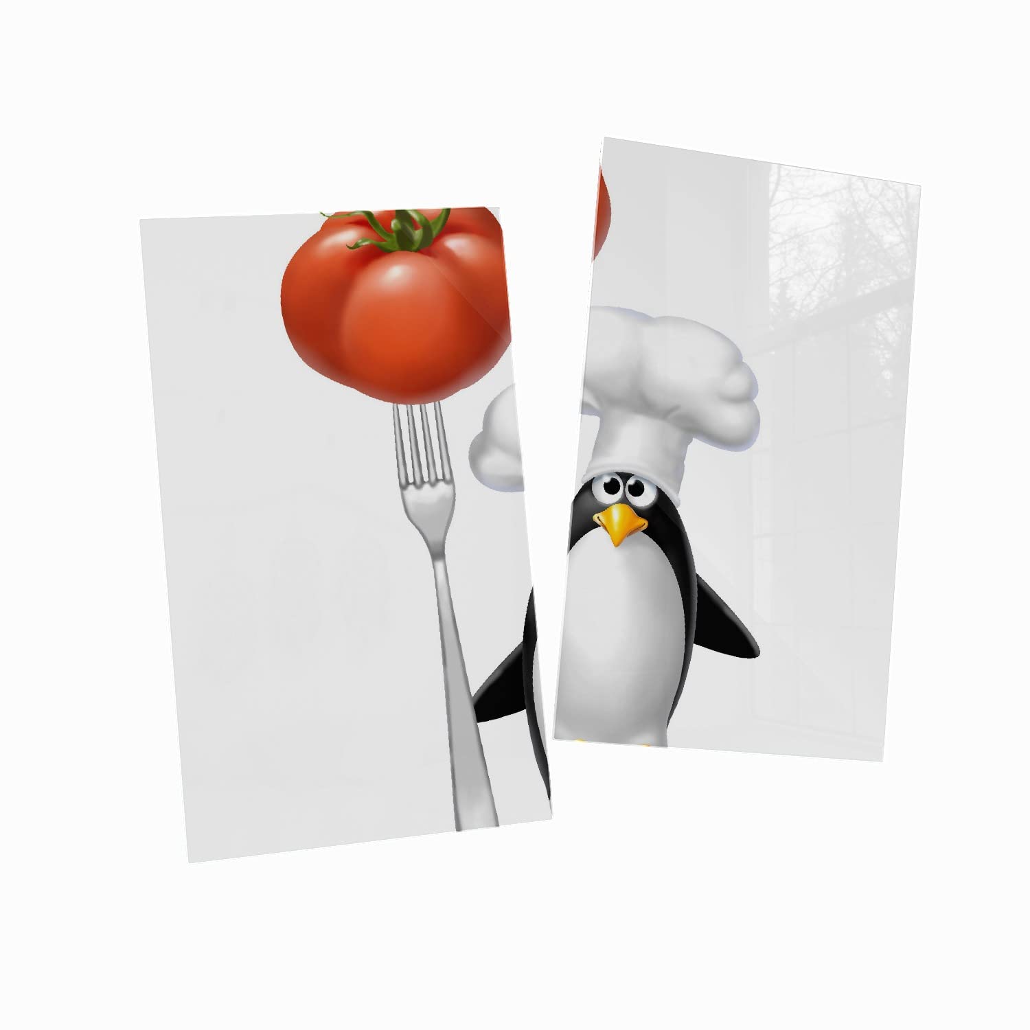 Wallario Herdabdeckplatte/Spritzschutz aus Glas, 2-teilig, 60x52cm, für Ceran- und Induktionsherde, Pinguin Koch