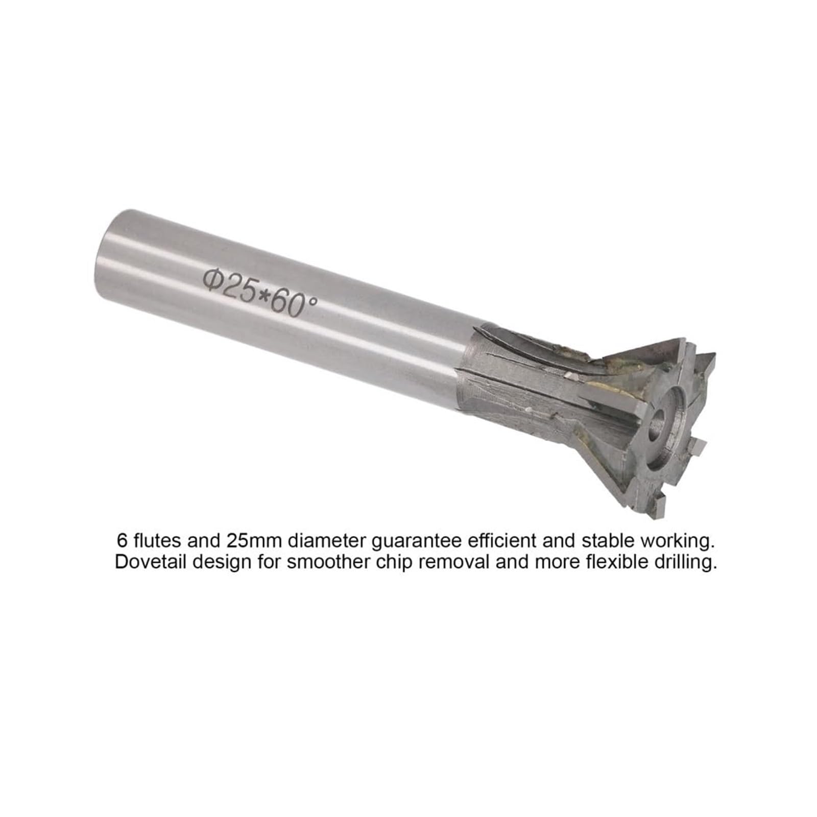 Fresa de torno de 6 flautas, fresa de carburo cementado de 25 mm de diámetro, fresa de cola de milano for torno