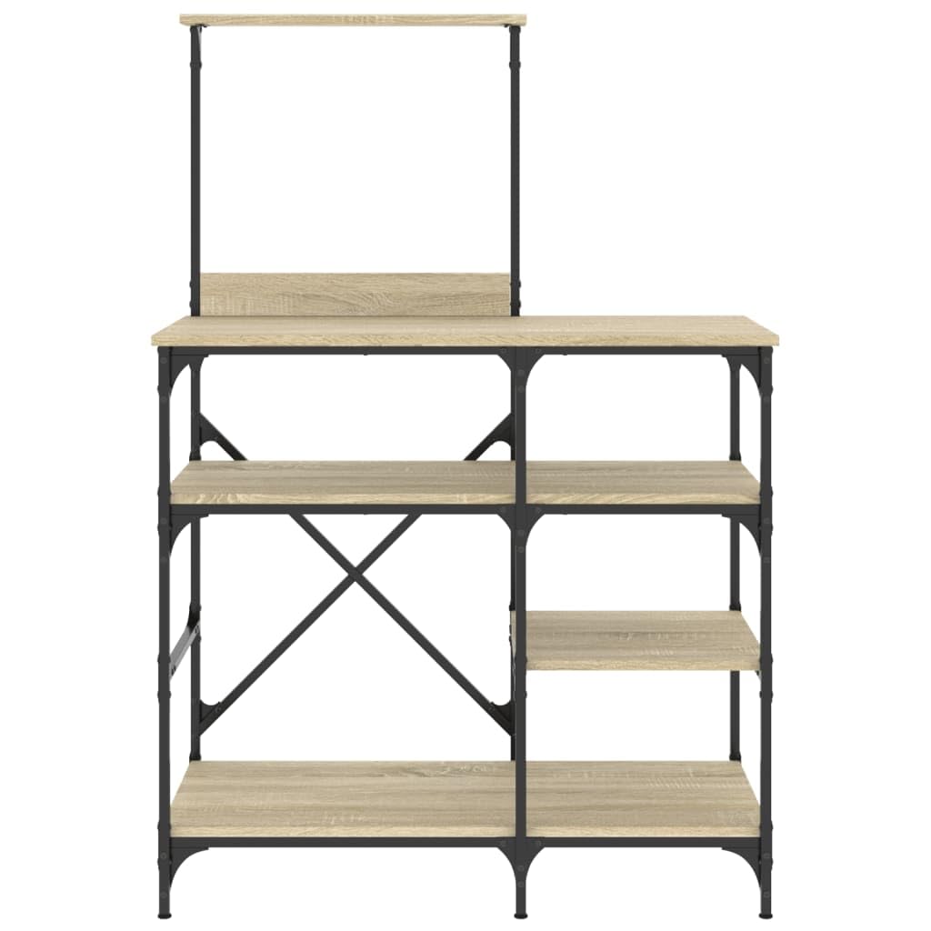 Generisch Bäckerregal Sonoma-Eiche 90x40x132 cm Holzwerkstoff und Metall,Heim Garten,Küche Esszimmer,Küchenhelfer -utensilien,Küchenorganizer,Küchenutensilienhalter -ablagen-845417
