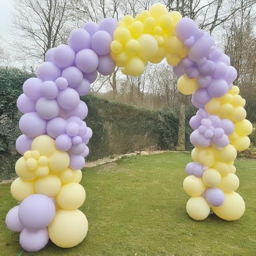 Image of Regular Balloon Combo For Decoration with Glue Dots & Balloon Arch Strip - Party Decor Set For Easy Party Setup (PURPLE YELLOW, 50)