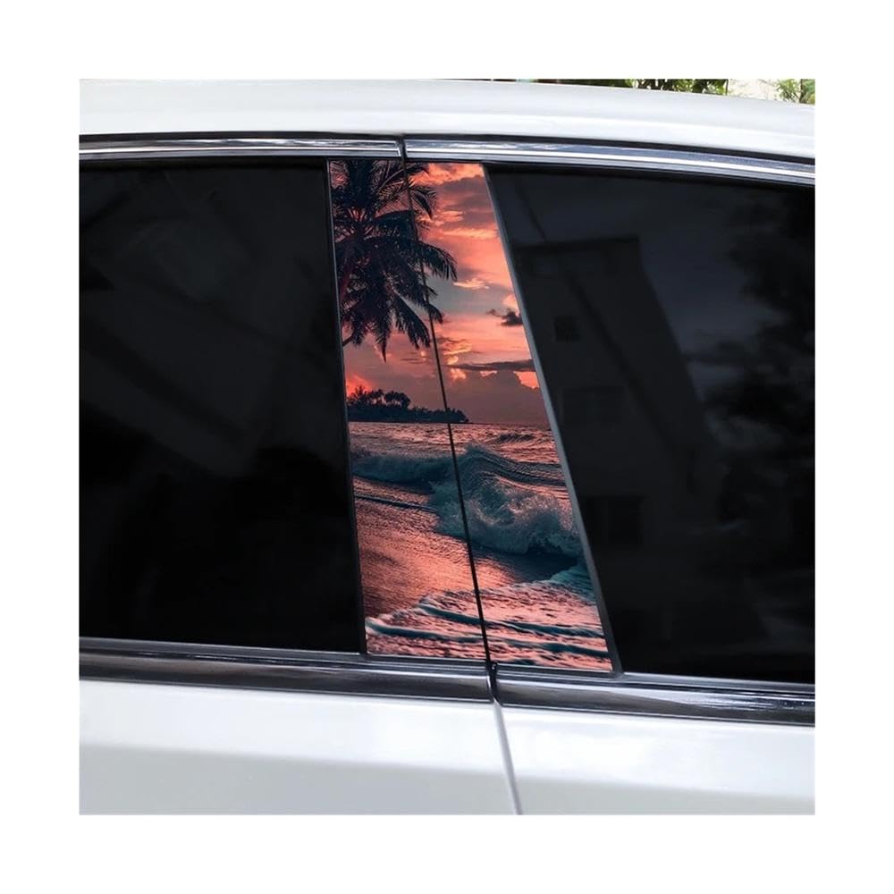 Bertdcx D 2Pcs Landscape Iy Car Oor Pillar Vinyl Stickers Auto Parts(D)