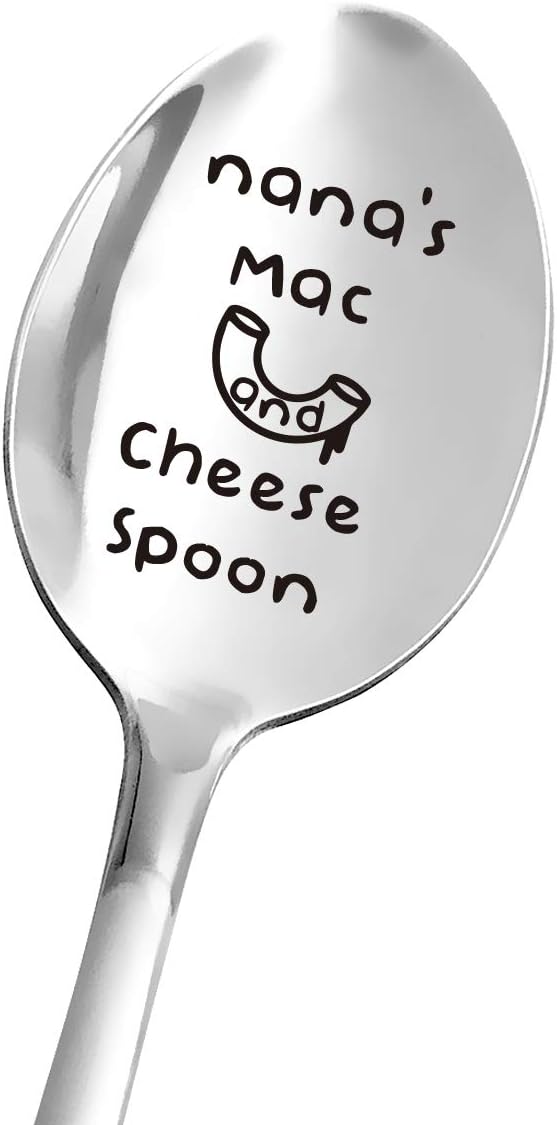 Funny Nana's Mac and Cheese Spoon Engraved Stainless Steel for Mac and Cheese Lover Gift Nana Grandma - Nana Gift from Granddaughter Grandson - Best Nana Gifts for Birthday/Valentine/Christmas