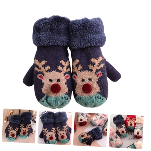 BESPORTBLE 1pair Boy Girl Full Finger Gloves Warm Neck Hanging Mittens for Boy Girl Christmas-themed Cartoon Design for and Cold Weather Activities3