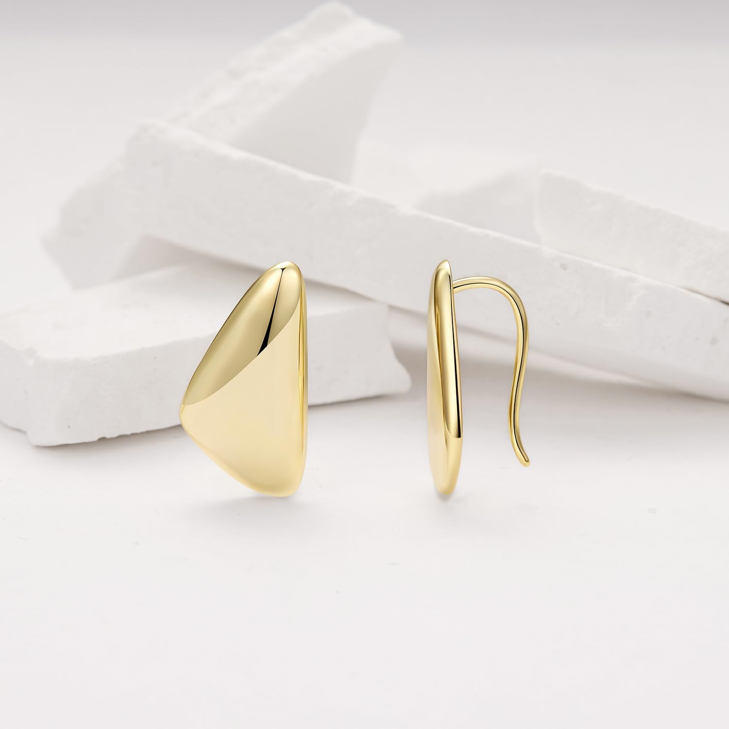 Chunky Hoop Earrings for Women Unique Geometry Hypoallergenic Earrings for Women Lightweight Statement Earring - Image 6