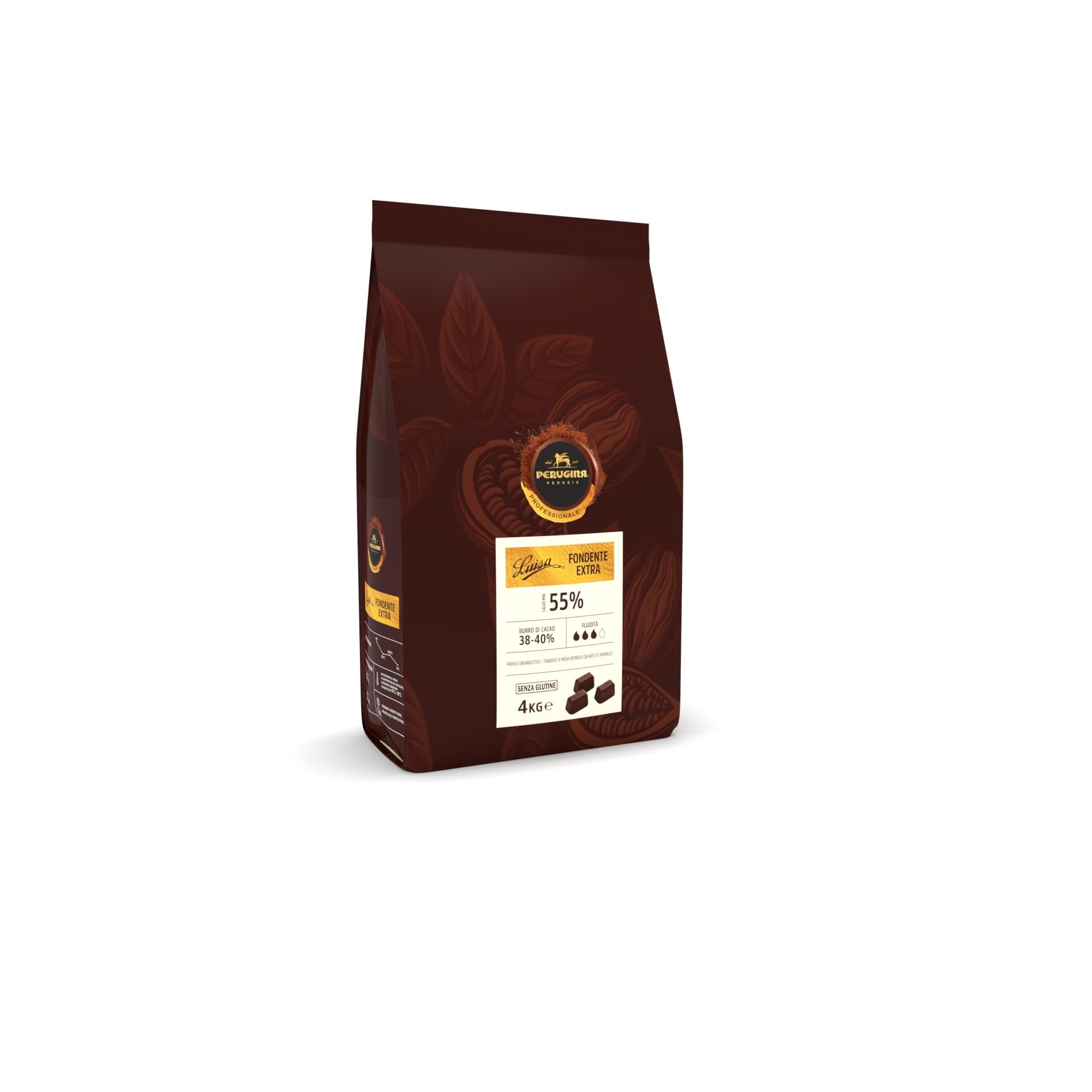 PERUGINA PROFESSIONALE Cubetti Fondente Extra Luisa 55% Sacco 4kg | Cubetti di cioccolato fondente 55% per lavorazioni professionali.
