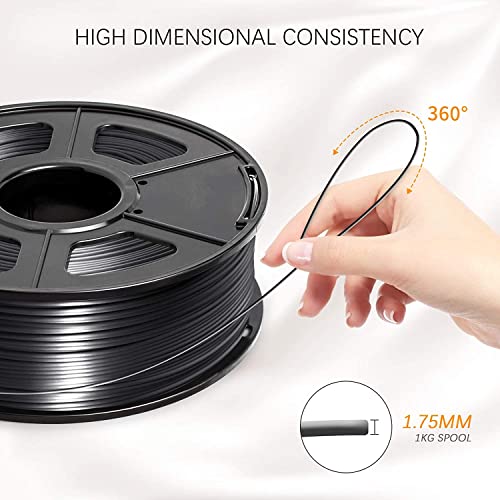 Image of FiLAMONT Shiny Silk PLA 1.75mm Filament - High-Gloss Silk-Like Finish, Low Shrinkage, Universal FDM 3D Printer Compatibility, 1kg (Silk Black)