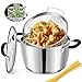 AOSION 6 Quart Stainless Steel Stockpot with Deep Fryer Basket, Stainless Steel Pot with Lid, 6QT Large Stock Pot, Induction Ready, Compatible with All Stoves, Dishwasher Safe