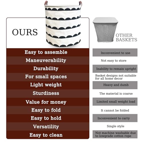 Image of Waterproof Laundry Hamper Collapsible Laundry Basket Leather Handle Laundry Bag Large Clothes Storage Toy Organization for Bathroom Bedroom Laundryroom College Dorms (Hege-003)
