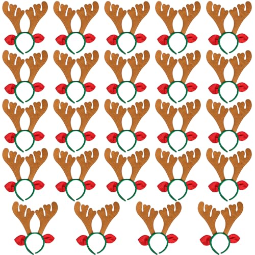 Max Fun 24Pcs Christmas Reindeer Antlers Headband Christmas Hairbands for