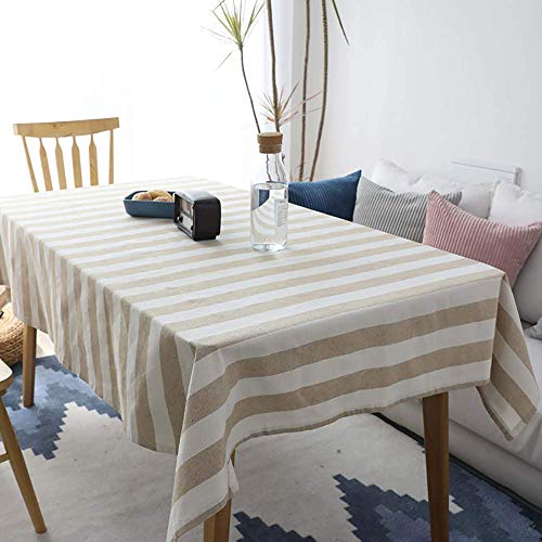 Nappe en coton lin lavable 140x250cm nappe de table rectangulaire marron