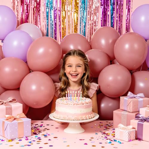 Image of 100pcs Dusty Pink Balloons 12 inch Round Latex | Boho Blush Retro Pink, Helium Compatible, Princess Birthday Baby Shower, Anniversary Bachelorette Gender Reveal