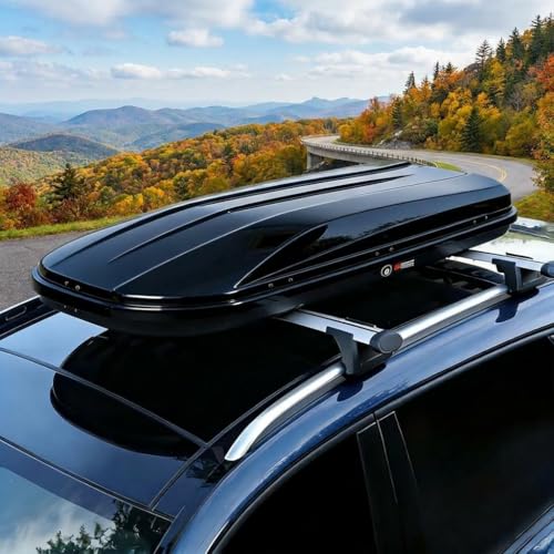 Rooftop Cargo Box Carrier, 19.4 Cubic Hardshell Rooftop Cargo Carrier, Dual-Side Opening, Universal...