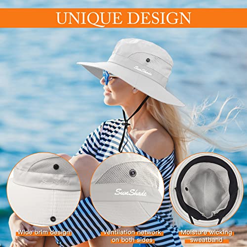 Image of Sun Hats for Women Beach Hat Ponytail Hat Womens Sun Hat with UV Protection Wide Brim