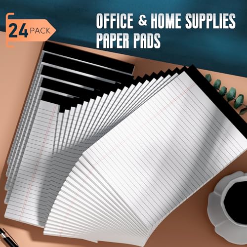 Image of White Legal Note Pads 8.5 x 11'', 24 Pack Wide Ruled Lined Paper Note Pads
