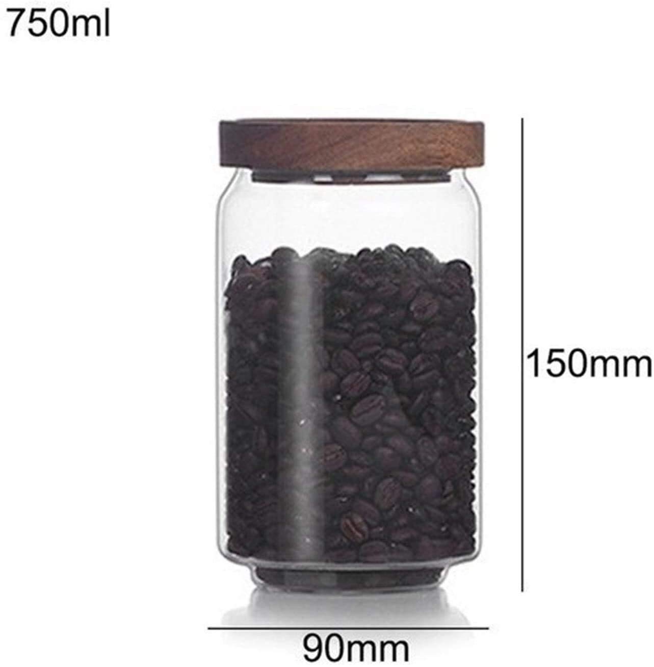 Vorratsgläser Klein Vorratsgläser Kanister Glas Luftdichtes Glas Mit Holzdeckel, Transparentes Luftdichtes Glas for Mehrkorn-Trockenfrüchtetee (Size : 750ml)
