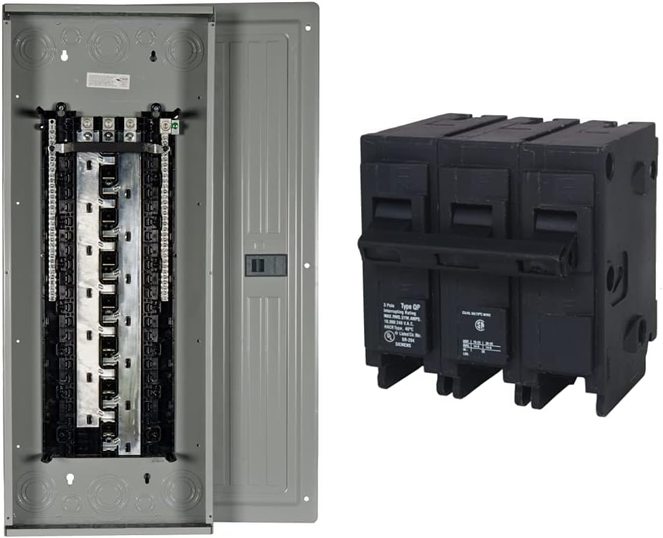 Siemens S4260L3225 225-Amp Indoor Main Lug 42 Space, 60 Circuit 3-Phase Load Center, Aluminium Bus & Q3100 100-Amp Three Pole Type QP Circuit Breaker