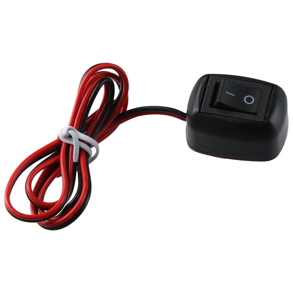 HOBBYIN ON Off Push Button Switch,12V 24V 0.6M Prewired Switch, Durable Installation Rocker Switch 12V/7.5A 24V/3.8A