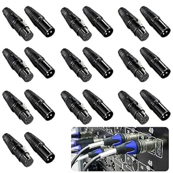 Homaisson 20-Piece 3 Pin XLR Connectors, 10 Male and 10 Female XLR