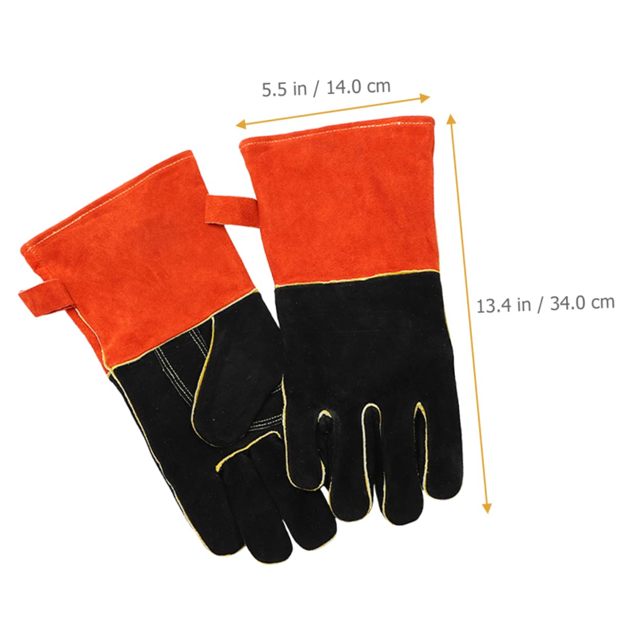 HEMOTON Guanti da Barbecue Resistenti al Calore Ignifughi in Cuoio Design a Cinque Dita, Anti-scottatura e Usati per Campeggio All'aperto e Cucina